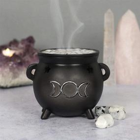 img 3 attached to 🌙 Triple Moon Cauldron Incense Holder with Earth-Friendly Green Tree Design