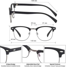 img 3 attached to 👓 GUDVUE Blue Light Glasses: Stylish Semi Rimless Wood Textured Computer Eyewear for Women/Men - Combat Eye Strain, Glare & UV Rays