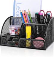 black mesh desk organizer with 6 compartments, 1 drawer - multi-functional office accessories for home, office, school, workshop, and kitchen логотип