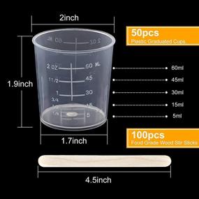 img 3 attached to 📏 Coopay 50 Pack 60ml/2oz Plastic Graduated Cups with Transparent Scale for Precise Measurements, Includes 100 Pack Wooden Stirring Sticks for Resin, Epoxy, Stain, and Mixing Paint