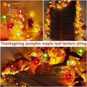 img 1 attached to 🍁 2-Pack 3D Thanksgiving Decorative String Lights - 20Ft 60 LED Battery Operated Warm White Fall Garland with Pumpkin, Maple, and Acorn Design for Indoor Thanksgiving Harvest Decorations