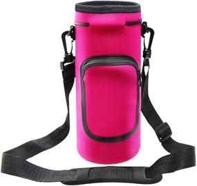 img 4 attached to Orchidtent 40oz Neoprene Water Bottle Carrier Bag Pouch Cover with Adjustable Shoulder Strap - Insulated Holder for Hydro Flask Bottles (Stainless Steel, Glass, or Plastic)