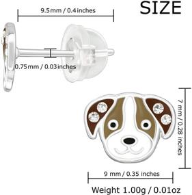 img 2 attached to 🐶 AUBE JEWELRY: Stylish Hypoallergenic 925 Sterling Silver Puppy Dog Stud Earrings with Crystals for Girls and Women