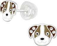 🐶 aube jewelry: stylish hypoallergenic 925 sterling silver puppy dog stud earrings with crystals for girls and women logo