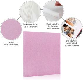 img 2 attached to 📷 Minlna Linen Art Photo Album Scrapbook with Protective Film - Preserve Your Memories Forever | 40 Pages, 11"×11" | Holds 120 Photos | Ideal Gift Choice (Pink)