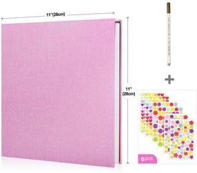 img 3 attached to 📷 Minlna Linen Art Photo Album Scrapbook with Protective Film - Preserve Your Memories Forever | 40 Pages, 11"×11" | Holds 120 Photos | Ideal Gift Choice (Pink)