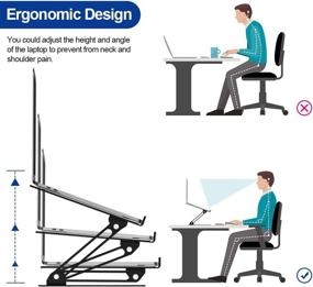 img 2 attached to 🖥️ Besign LS10 Aluminum Laptop Stand - Adjustable Ergonomic notebook Riser Holder for Air, Pro, Dell, HP, Lenovo and more 10-15.6" Laptops - Black