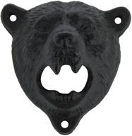 🐻 unique and durable kipokalor cast iron wall mount grizzly bear teeth bite bottle opener with black catcher - black edition логотип