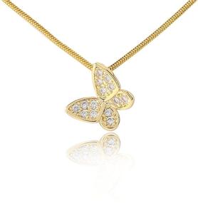 img 4 attached to 🦋 Dainty 14k Gold Plated Cubic Zirconia Butterfly Necklaces for Women and Girls - Christmas & Thanksgiving Day Gifts with Adjustable 16'' + 4'' Chain - BZEBI Pendant Jewelry