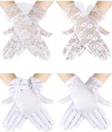 👑 heentan 4 pairs princess dress up bow gloves: satin, lace, and formal costume accessories for girls logo