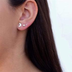 img 1 attached to 💎 Gold Plated Sterling Silver Stud Earrings, 3 Pairs of Tiny Round Cubic Zirconia Studs, Small Star and Flower Tragus Cartilage Studs Jewelry for Women, Girls, Men, and Teens