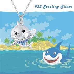 img 3 attached to 🦈 925 Sterling Silver Shark Pendant Necklace with Blue Cubic Zirconia, Cute Sea Animal Charm, Perfect Birthday Jewelry Gift for Women, Girls, and Teens - 18" Chain with 2" Extender