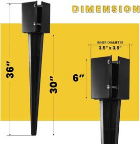 img 3 attached to 🔩 CRIZTA 36-Inch Metal Black Powder Coated Heavy Duty Fence Post Anchor Spike - Fits 3.5” x 3.5” Square Wood Post