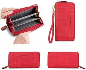 img 3 attached to Wallet For Women Wristlet Large Cell Phone Wallet Case Pocket Long Card Holder Coin Purse Bifold RFID Blocking Zipper Clutch Handbag Leather Travel Evening Bag Gifts For Girls Ladies (Red 01)