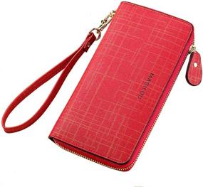 img 4 attached to Wallet For Women Wristlet Large Cell Phone Wallet Case Pocket Long Card Holder Coin Purse Bifold RFID Blocking Zipper Clutch Handbag Leather Travel Evening Bag Gifts For Girls Ladies (Red 01)