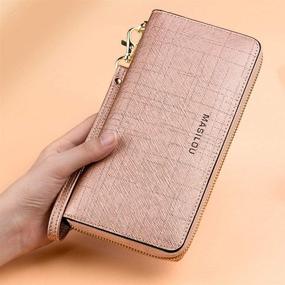 img 2 attached to Wallet For Women Wristlet Large Cell Phone Wallet Case Pocket Long Card Holder Coin Purse Bifold RFID Blocking Zipper Clutch Handbag Leather Travel Evening Bag Gifts For Girls Ladies (Red 01)