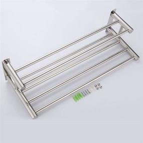 img 3 attached to 🔒 Premium Stainless Steel Double Towel Bar 23 inch with 5 Hooks - Convenient Bathroom Shelves, Towel Holders, and Towel Rack
