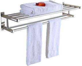 img 4 attached to 🔒 Premium Stainless Steel Double Towel Bar 23 inch with 5 Hooks - Convenient Bathroom Shelves, Towel Holders, and Towel Rack