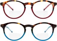 👓 yogo vision bifocal reading glasses: 2 pack plastic keyhole frames for men and women logo