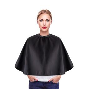 img 4 attached to 💄 Noverlife Black Makeup Cape: Chemical & Water Proof Smock for Beauty Salon Clients - Lightweight Shorty Apron Bib for Makeup Artists & Beauticians