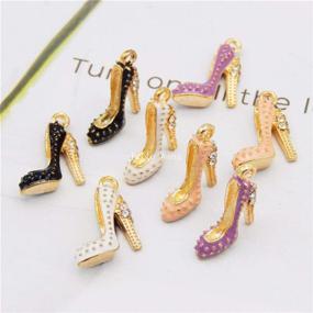 img 3 attached to 👠 Women's Jewelry Making - 32pcs Mixed Enamel High Heel Shoe Charms with Rhinestone