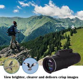 img 3 attached to High Definition 12X50 BAK4 Prism Monocular Telescope with Smartphone 🔭 Holder, Tripod - Ideal for Hunting, Hiking, Traveling, and Bird Watching