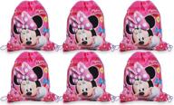 🎒 disney [6-pack] minnie mouse 14-inch drawstring cinch sling bags, pink totes - boost your seo! logo