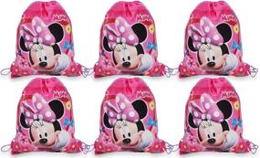 img 1 attached to 🎒 Disney [6-Pack] Minnie Mouse 14-inch Drawstring Cinch Sling Bags, Pink Totes - Boost Your SEO!