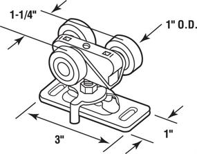 img 1 attached to Prime-Line Products N 6848 Pocket Door Roller: Tri-Wheel, 1-Inch Flat Nylon Wheels (Pack of 2) - Durable Sliding Door Rollers for Smooth Operations