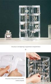 img 1 attached to 💎 Premium Cq Acrylic 360 Rotating Earring Display Stand & Jewelry Organizer with 156 Holes and 160 Grooves - Clear, Pack of 1