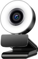 📸 enhanced webcam 2k hd streaming camera with adjustable brightness ring light, auto-focus microphone for pc desktop laptop mac - ideal for zoom, skype, facetime and more! logo