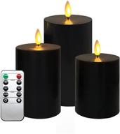 halloween black flickering flameless candles - battery operated home decor with non-moving flame wick, remote timer - pack of 3 логотип