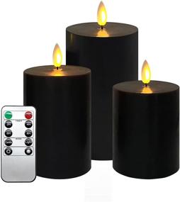 img 4 attached to Halloween Black Flickering Flameless Candles - Battery Operated Home Decor with Non-Moving Flame Wick, Remote Timer - Pack of 3