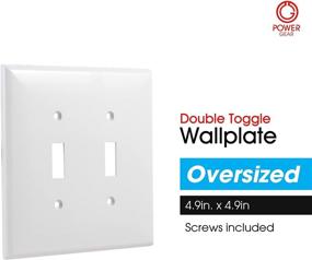 img 3 attached to 🔌 Double Oversized Wall Plate Cover - Power Gear 2 Gang, Unbreakable Faceplate, 4.9" x 4.9", Screws Included, White - 44756 Toggle Switch Wallplate - 1 Pack