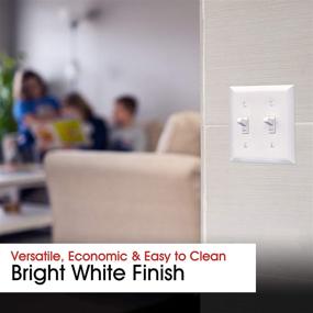 img 1 attached to 🔌 Double Oversized Wall Plate Cover - Power Gear 2 Gang, Unbreakable Faceplate, 4.9" x 4.9", Screws Included, White - 44756 Toggle Switch Wallplate - 1 Pack