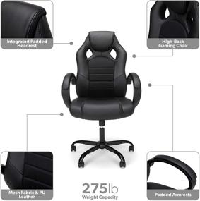 img 2 attached to 🕹️ OFM ESS Collection: High-Back Gaming Chair with Padded Loop Arms in Black - Ultimate Comfort & Style for Gamers