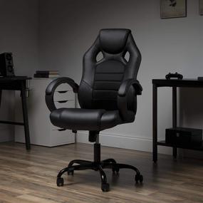 img 4 attached to 🕹️ OFM ESS Collection: High-Back Gaming Chair with Padded Loop Arms in Black - Ultimate Comfort & Style for Gamers