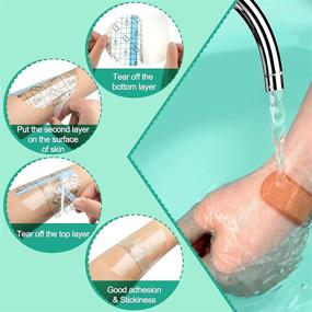 img 2 attached to 🚿 100-Piece Waterproof Bandage Set: Transparent Stretch Adhesive Bandages for Shower & Tattoos