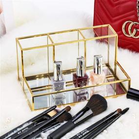 img 1 attached to 💄 Handcrafted Clear Glass Makeup Brush Holder - Elegant Nordic Style Cosmetic Brushes Organizer for Vanity Bathroom Bedroom Office