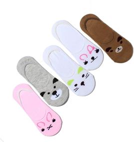 img 3 attached to 🧦 PACKO SOCKS Girls No Show Socks Kids Socks Low Cut Non-Slip Animal Print Socks for 6-12 Years