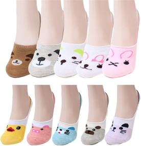 img 4 attached to 🧦 PACKO SOCKS Girls No Show Socks Kids Socks Low Cut Non-Slip Animal Print Socks for 6-12 Years