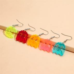 img 1 attached to Pac Man Earrings Acrylic Aesthetic Dangle