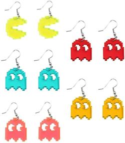 img 3 attached to Pac Man Earrings Acrylic Aesthetic Dangle