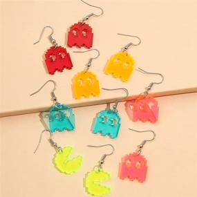 img 2 attached to Pac Man Earrings Acrylic Aesthetic Dangle