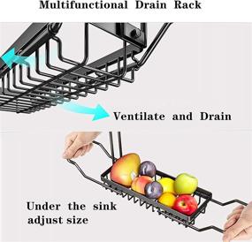 img 1 attached to 🧽 Sponge Holder for Kitchen Sink: Expandable Caddy Organizer with Towel Holder and Telescopic Stainless Steel Rack – Versatile Sponge Brush Soap Holder for Home Kitchen