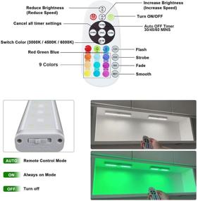 img 2 attached to 🔦 Rechargeable 48-LED Remote Under Cabinet Lighting, Wireless Kitchen Counter Lights Closet Light RGB Bar - Perfect for Indoor Pantry, Display Shelf, Hallway - 6 Pack with 15 Color Changing Options