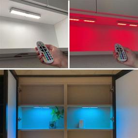 img 3 attached to 🔦 Rechargeable 48-LED Remote Under Cabinet Lighting, Wireless Kitchen Counter Lights Closet Light RGB Bar - Perfect for Indoor Pantry, Display Shelf, Hallway - 6 Pack with 15 Color Changing Options