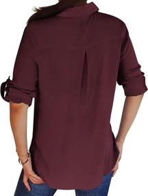 img 3 attached to 👕 EZEN Loose-Fitting Comfort 4/3 Long Sleeve Button Down Shirts for Casual Style &amp; Comfort - Tops, Blouses &amp; Button-Down Shirts