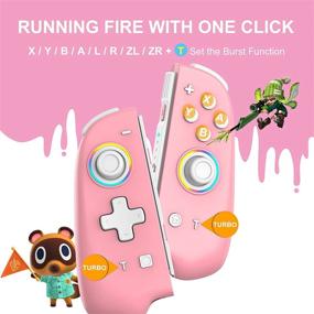 img 1 attached to 🎮 Nintendo Switch/Switch Lite Wireless L/R Switch Controller - Joypad Controller Replacement for Joycon with Non-Slip Grip, 8 Colors Adjustable LED and Wake-up Function - Pink