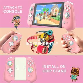 img 2 attached to 🎮 Nintendo Switch/Switch Lite Wireless L/R Switch Controller - Joypad Controller Replacement for Joycon with Non-Slip Grip, 8 Colors Adjustable LED and Wake-up Function - Pink
